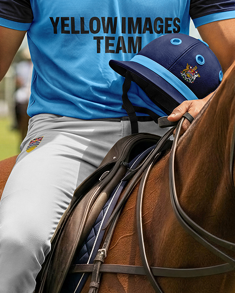 Man Wearing Full Polo Kit on Horse Mockup