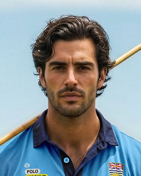 Man Wearing Full Polo Kit on Horse Mockup