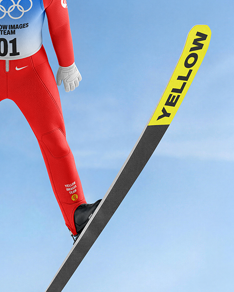 Man Wearing Full Ski Jumping Kit Mockup
