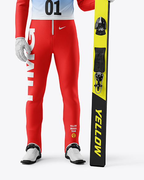 Man Wearing Full Ski Jumping Kit Mockup