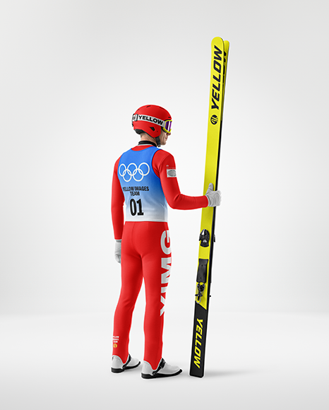 Man Wearing Full Ski Jumping Kit Mockup