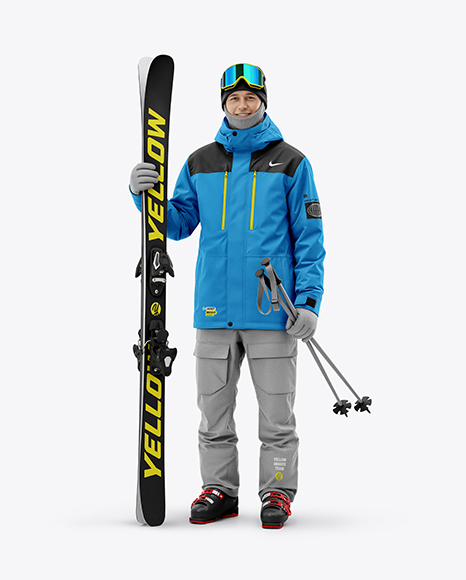Man Wearing Full Ski Kit Mockup