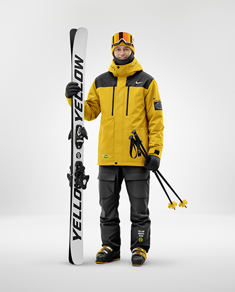 Man Wearing Full Ski Kit Mockup
