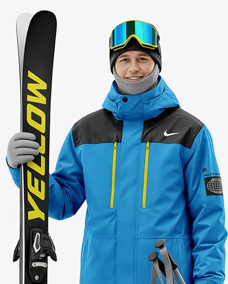 Man Wearing Full Ski Kit Mockup