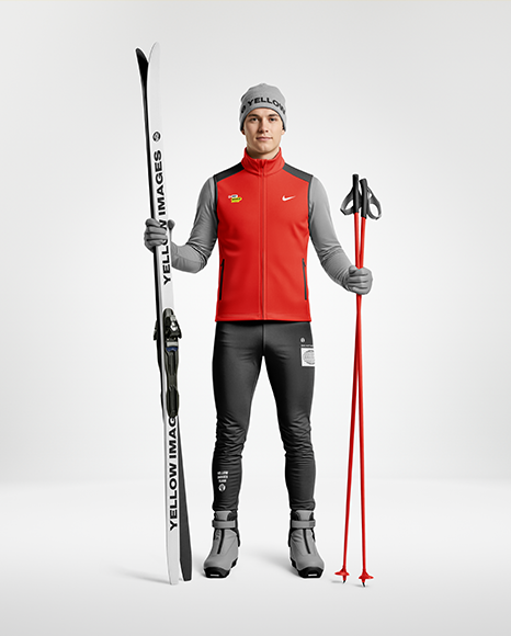 Man Wearing Full Ski Kit Mockup