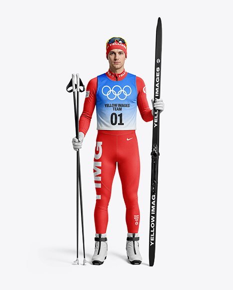 Man Wearing Full Ski Kit Mockup - PSD Mockups
