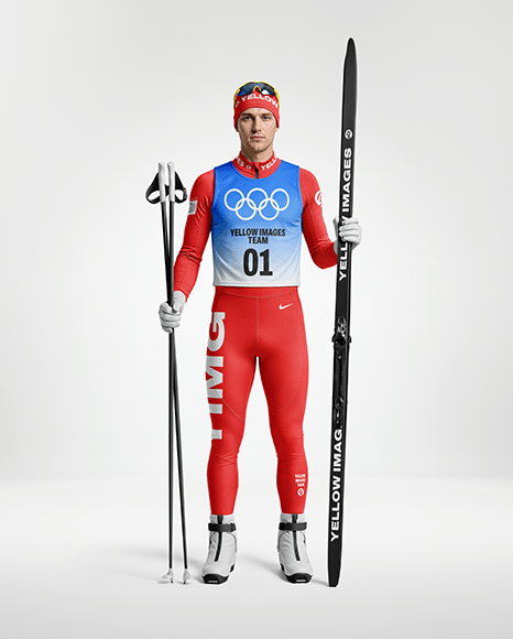 Man Wearing Full Ski Kit Mockup