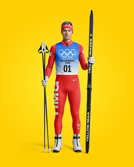 Man Wearing Full Ski Kit Mockup