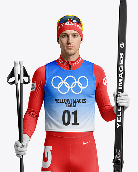 Man Wearing Full Ski Kit Mockup