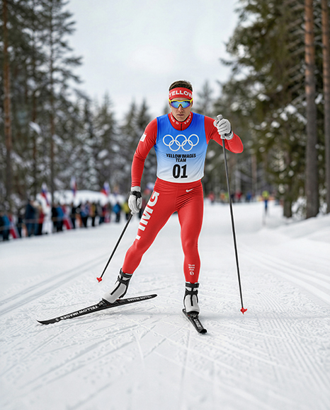 Man Wearing Full Ski Kit Mockup