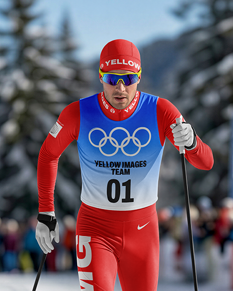 Man Wearing Full Ski Kit Mockup