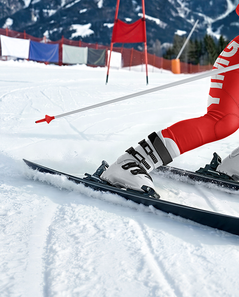 Man Wearing Full Slalom Ski Kit Mockup