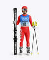 Man Wearing Full Slalom Ski Kit Mockup