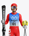 Man Wearing Full Slalom Ski Kit Mockup