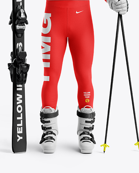 Man Wearing Full Slalom Ski Kit Mockup