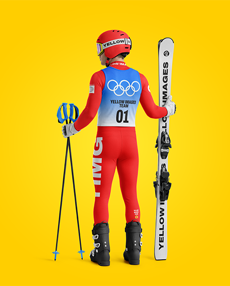 Man Wearing Full Slalom Ski Kit Mockup