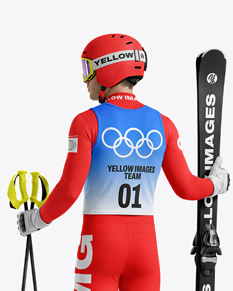 Man Wearing Full Slalom Ski Kit Mockup