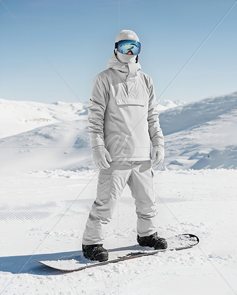 Man Wearing Full Snowboard Kit Mockup