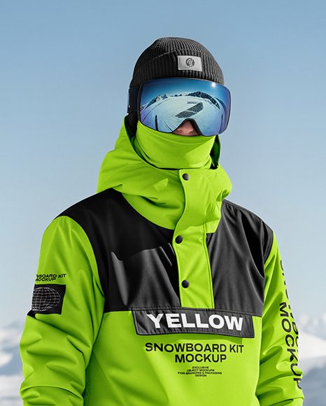 Man Wearing Full Snowboard Kit Mockup