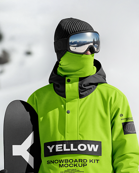 Man Wearing Full Snowboard Kit Mockup