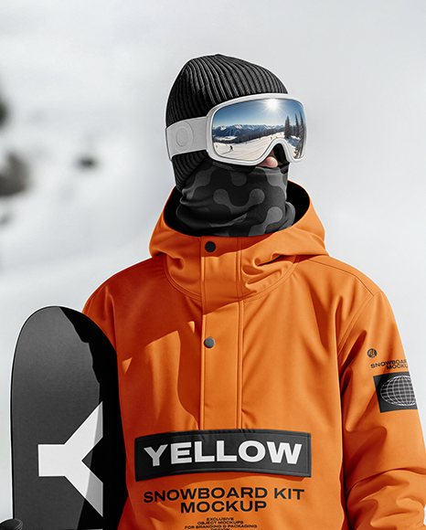 Man Wearing Full Snowboard Kit Mockup