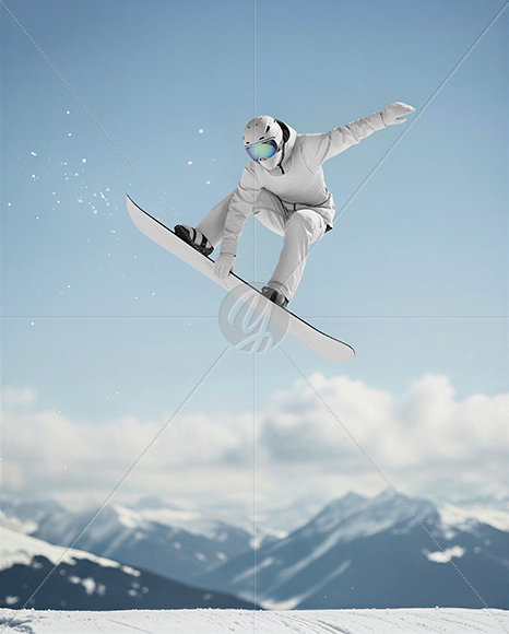 Man Wearing Full Snowboard Kit Mockup