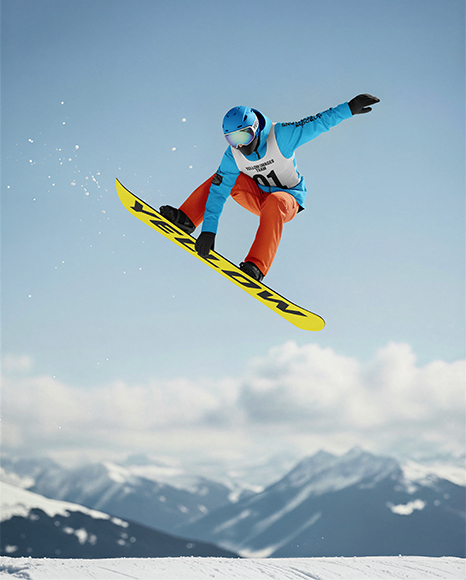 Man Wearing Full Snowboard Kit Mockup - PSD Mockups