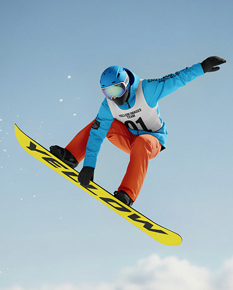 Man Wearing Full Snowboard Kit Mockup