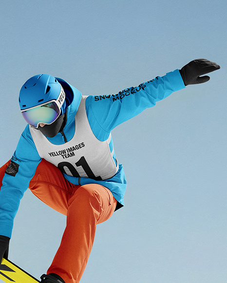 Man Wearing Full Snowboard Kit Mockup