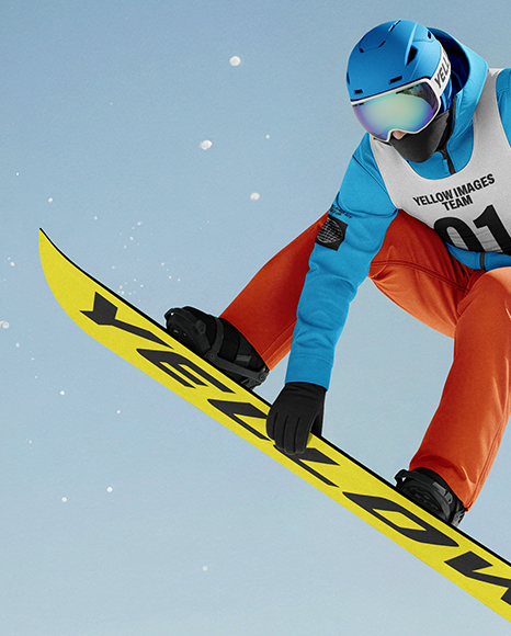 Man Wearing Full Snowboard Kit Mockup