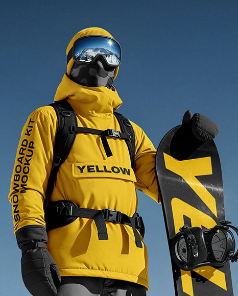 Man Wearing Full Snowboard Kit Mockup