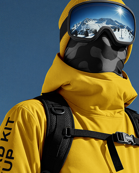 Man Wearing Full Snowboard Kit Mockup