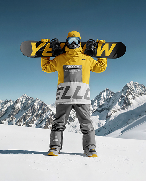 Man Wearing Full Snowboard Kit Mockup - PSD Mockups