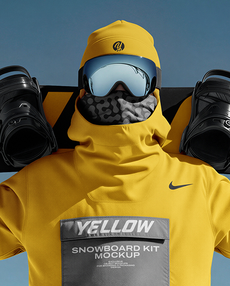 Man Wearing Full Snowboard Kit Mockup