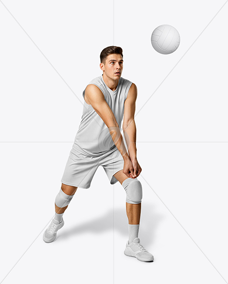 Man Wearing Full Volleyball Kit with Ball Mockup