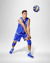 Man Wearing Full Volleyball Kit with Ball Mockup