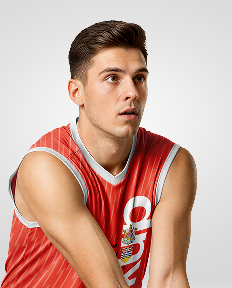 Man Wearing Full Volleyball Kit with Ball Mockup