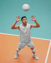 Man Wearing Full Volleyball Kit with Ball Mockup