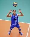 Man Wearing Full Volleyball Kit with Ball Mockup