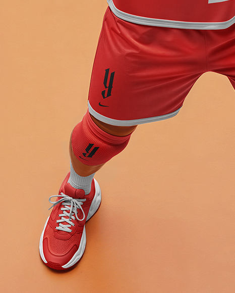 Man Wearing Full Volleyball Kit with Ball Mockup
