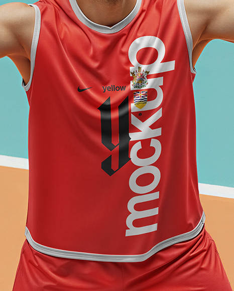 Man Wearing Full Volleyball Kit with Ball Mockup
