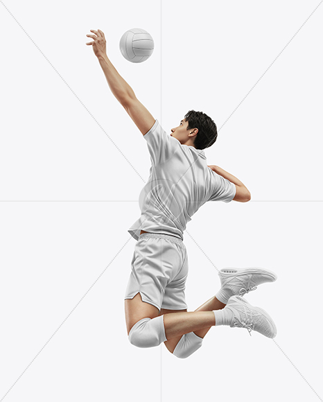 Man Wearing Full Volleyball Kit with Ball Mockup