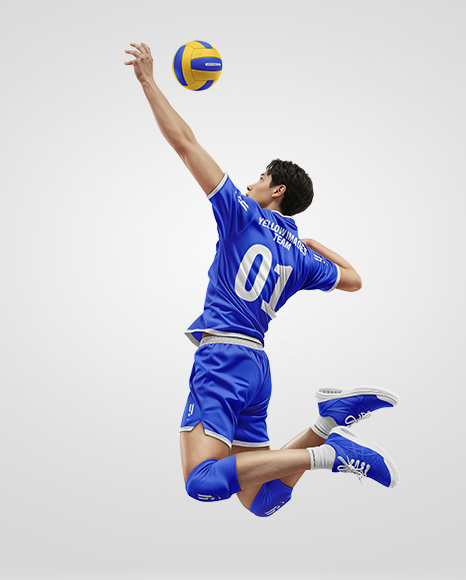 Man Wearing Full Volleyball Kit with Ball Mockup