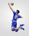 Man Wearing Full Volleyball Kit with Ball Mockup