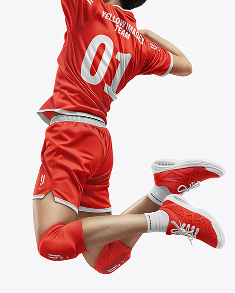 Man Wearing Full Volleyball Kit with Ball Mockup