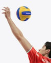 Man Wearing Full Volleyball Kit with Ball Mockup