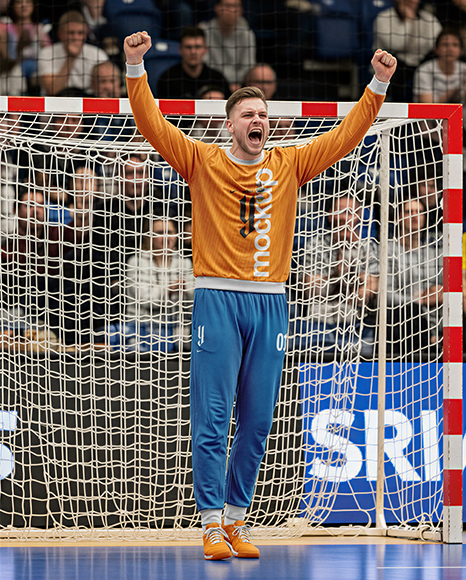 Man Wearing Handball Goalkeeper Kit Mockup