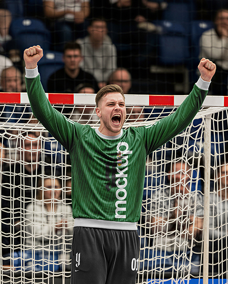 Man Wearing Handball Goalkeeper Kit Mockup