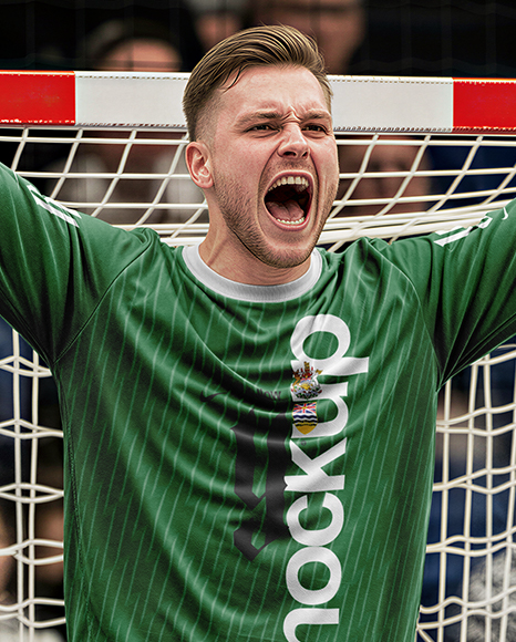 Man Wearing Handball Goalkeeper Kit Mockup