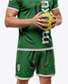 Man Wearing Handball Kit with Ball Mockup